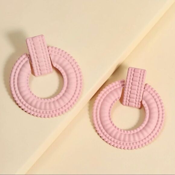 Pastel Pink Statement Earrings - Picture 2 of 4